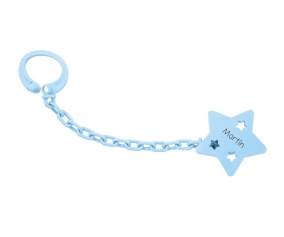 Personalised Star Soother Clip Blue