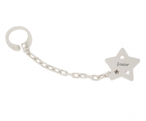 Personalised Star Soother Clip Grey