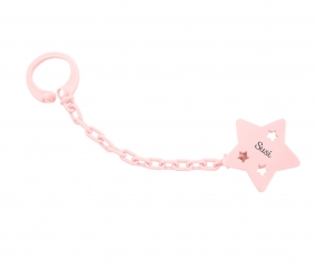 Personalised Star Soother Clip Powder Pink