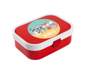 Personalised Red Midi Campus Lunch Box Animals