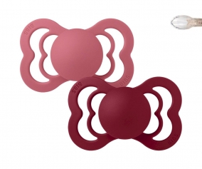 2 BIBS Supreme Soothers Coral/Ruby Silicone