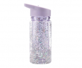 Botella Plstico con Pajita Glitter Stars Lilac Personalizable