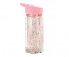 Garrafa com palhinha de plstico Glitter Stars Pink Personalizada